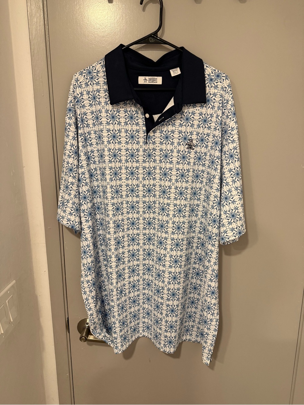 Pengiun Men’s Blue Patterned Polo Shirt